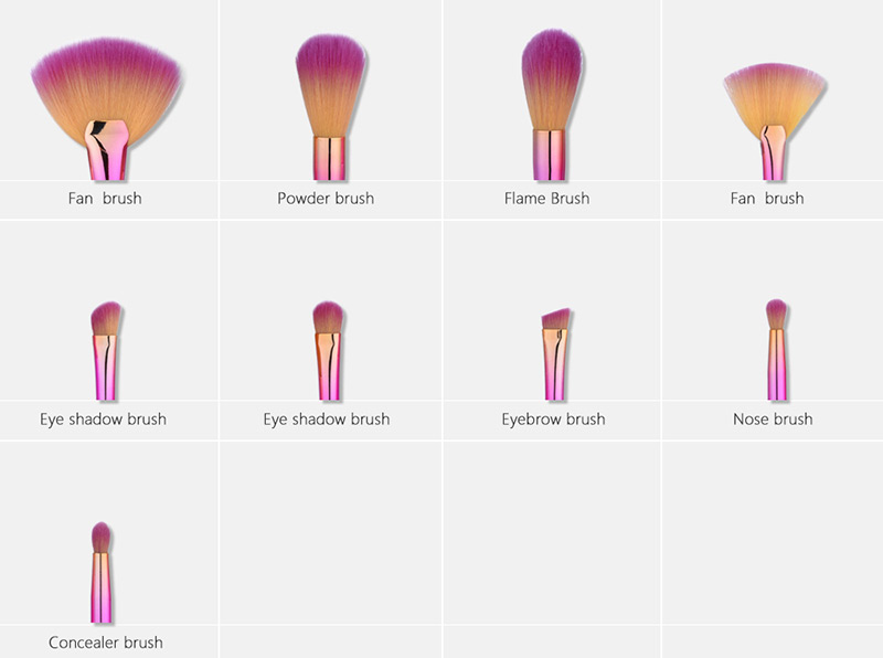 Fashion Pink+gold Color Sector Shape Decorated Simple Makeup Brush (8 Pcs),Beauty tools