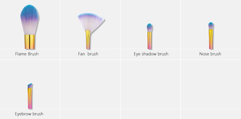 Fashion Multi-color Sector Shape Decorated Simple Makeup Brush (10 Pcs),Beauty tools