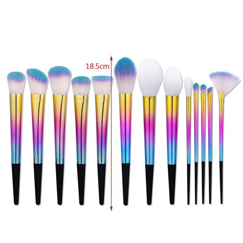Fashion Multi-color Sector Shape Decorated Simple Makeup Brush (13 Pcs),Beauty tools