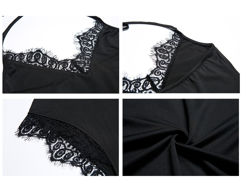 Sexy Black Flower Shape Decorated Simple Lingerie,SLEEPWEAR & UNDERWEAR