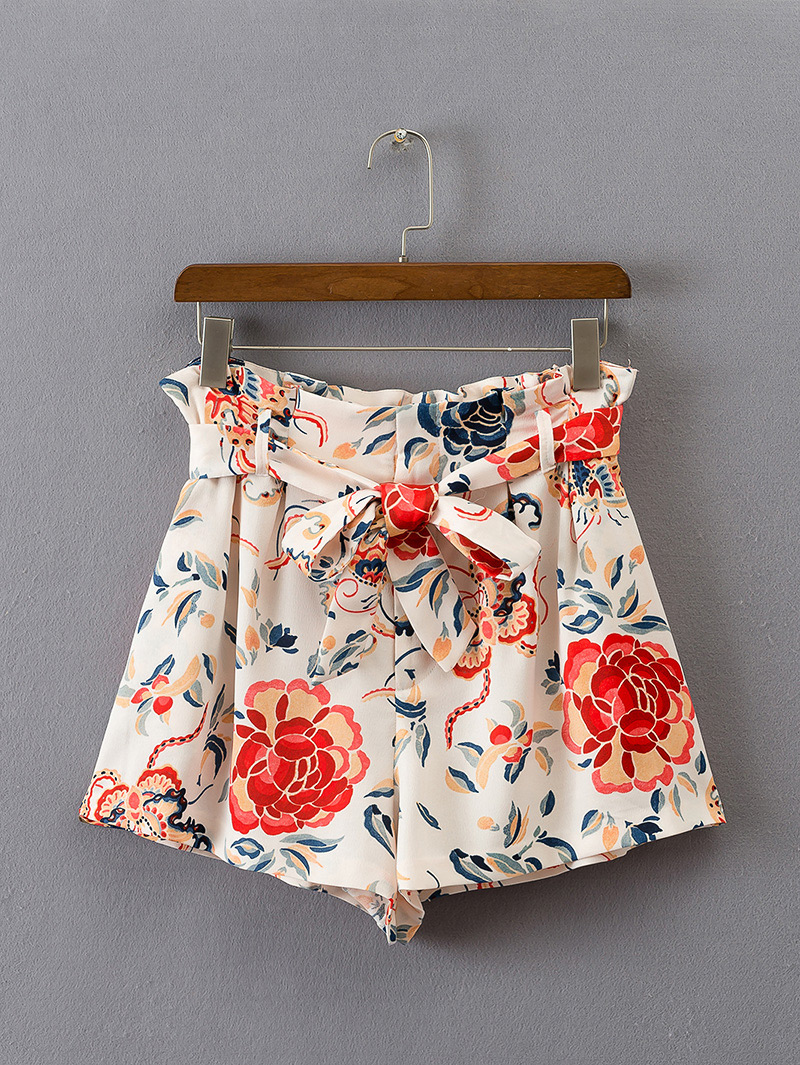 Fashion Pink Flower Pattern Decorated Simple Shorts,Skirts