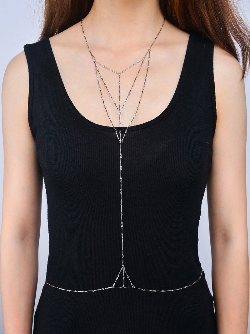 Fashion Silver Color Pure Color Decorated Simple Body Chain,Body Piercing Jewelry