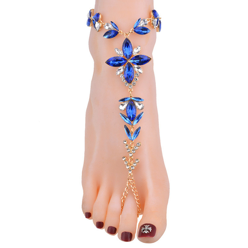 Elegant Blue Oval Shape Diamond Decorated Pure Color Anklet,Fashion Anklets