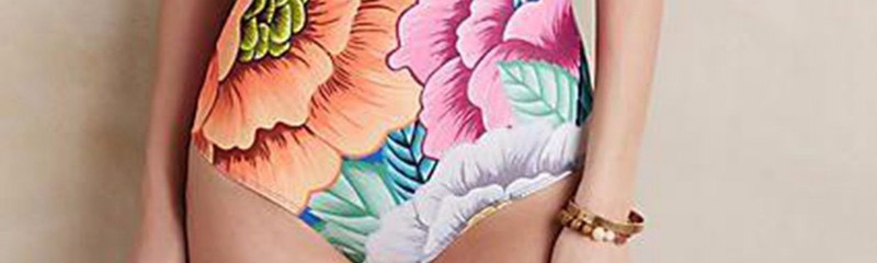 Sexy Multi-color Flower Pattern Decorated Simple Bikini,One Pieces