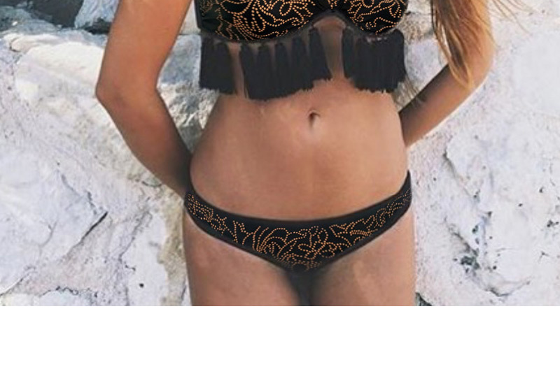 Sexy Black Tassel&flower Decorated Bandage Bikini,Bikini Sets
