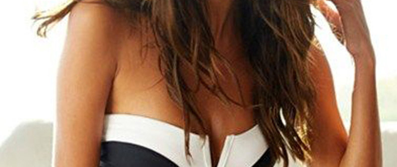 Sexy Black+white Color Matching Decorated V Neckline Bikini,One Pieces
