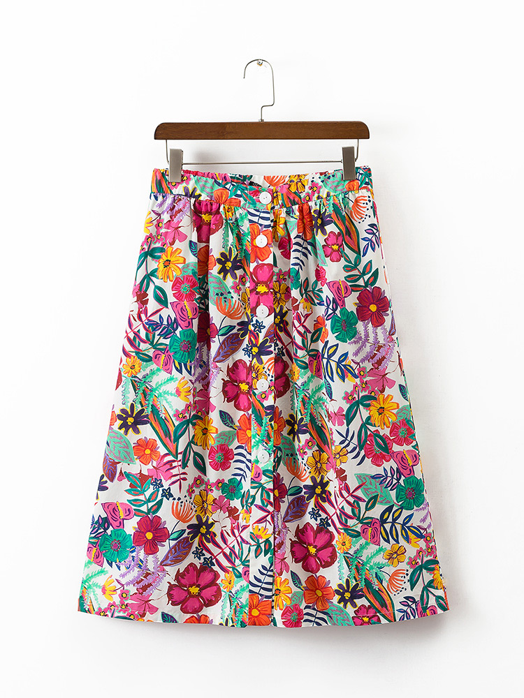 Fashion Multi-color Flower Pattern Decorated Simple Skirt,Skirts