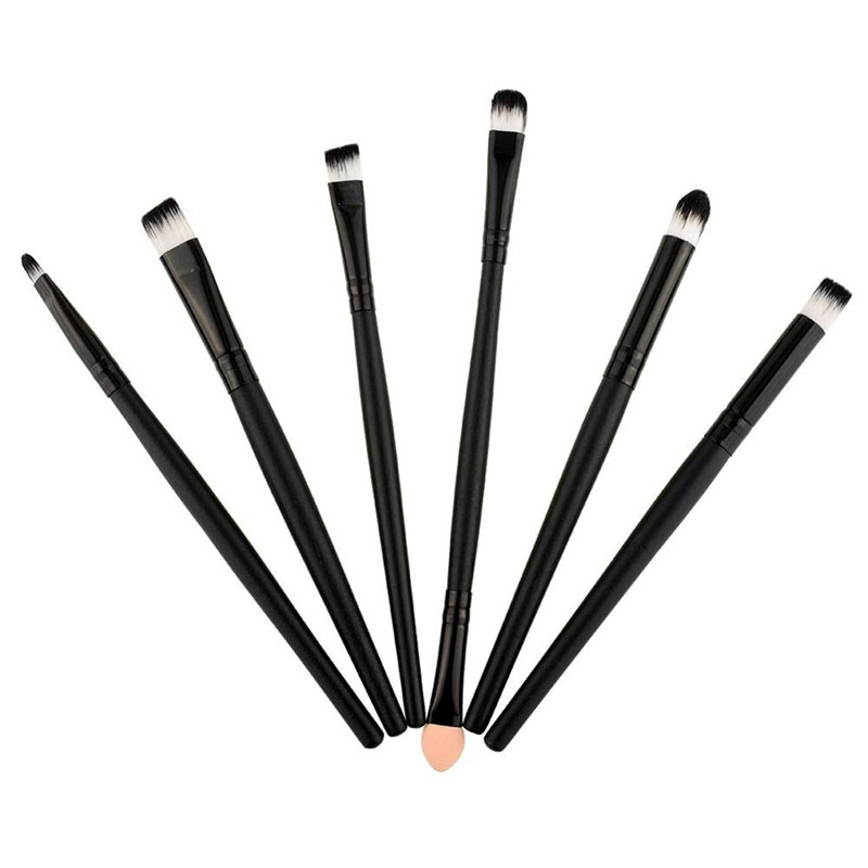 Trendy Black Pure Color Decorated Simple Makeup Brush(6pcs),Beauty tools