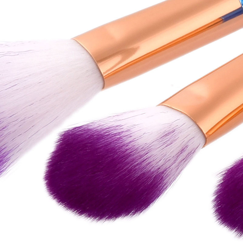 Trendy Blue+purple Color Matching Decorated Makeup Brush(6pcs),Beauty tools