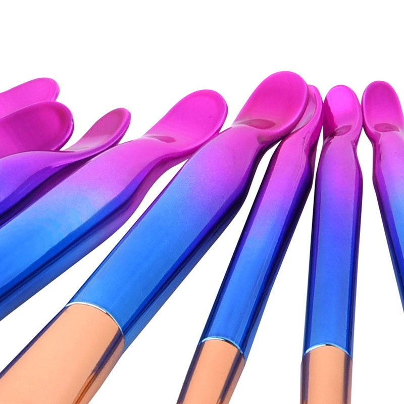 Trendy Blue+purple Color Matching Decorated Makeup Brush(7pcs),Beauty tools