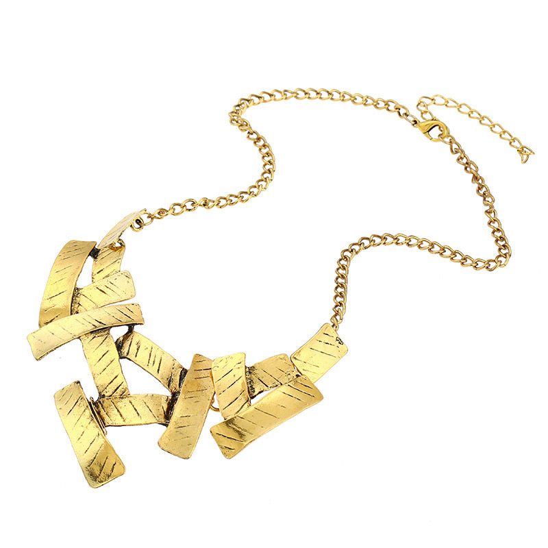 Fashion Gold Color Sqaure Shape Decorated Pure Color Necklace,Bib Necklaces