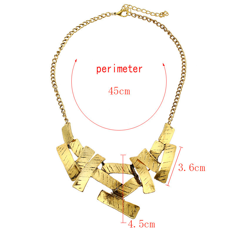 Fashion Gold Color Sqaure Shape Decorated Pure Color Necklace,Bib Necklaces