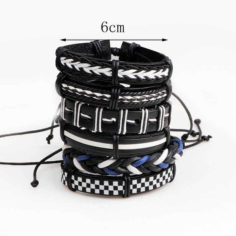Vintage Black+white Hand-woven Decorated Bracelet (6pcs),Fashion Bracelets