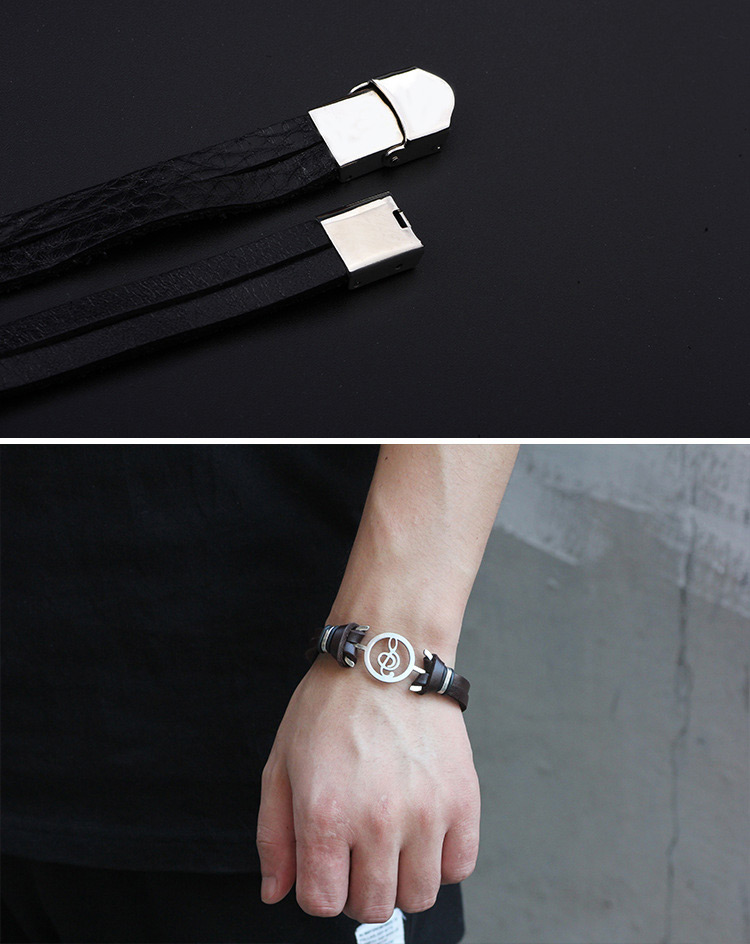 Vintage Black Note Shape Decorated Bracelet,Bracelets