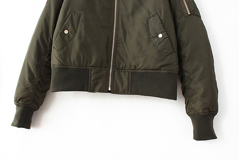 Fashion Armygreen Patch Decorated Long Sleeves Jacket,Coat-Jacket