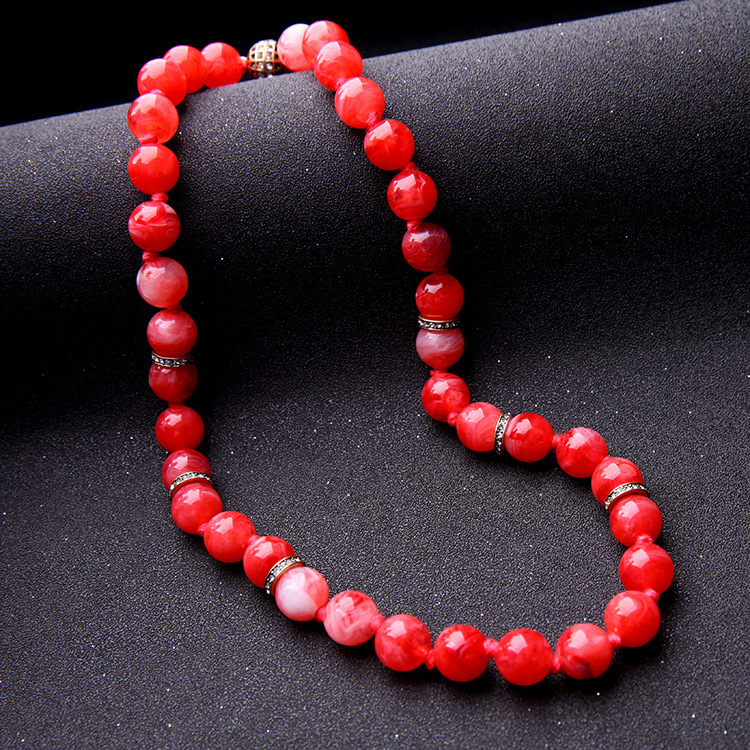 Lovely Red Pure Color Decorated Necklace,Beaded Necklaces