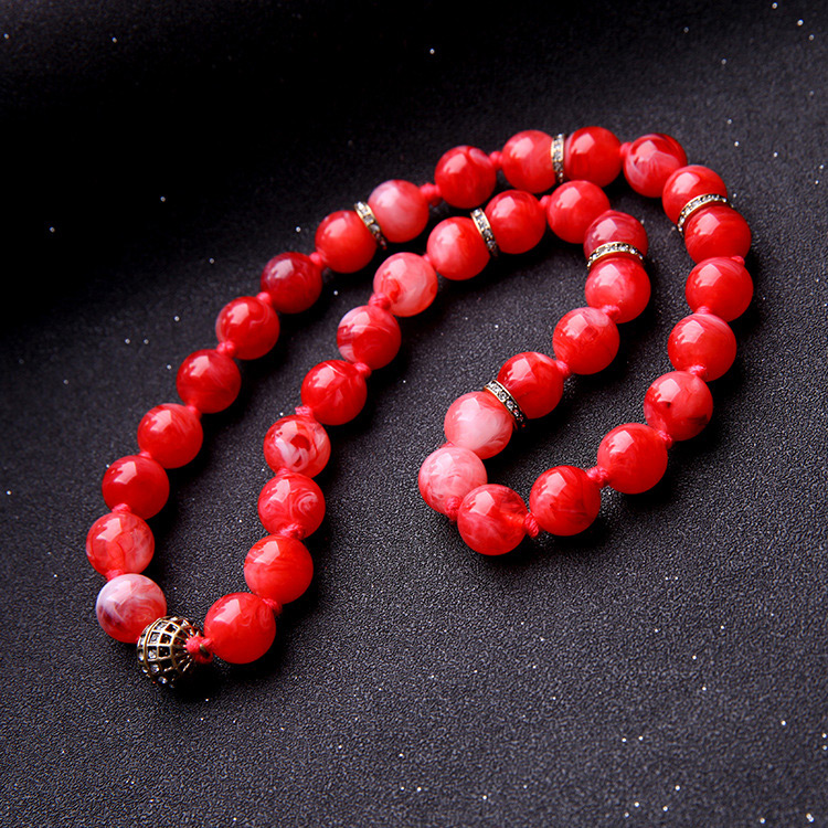 Lovely Red Pure Color Decorated Necklace,Beaded Necklaces