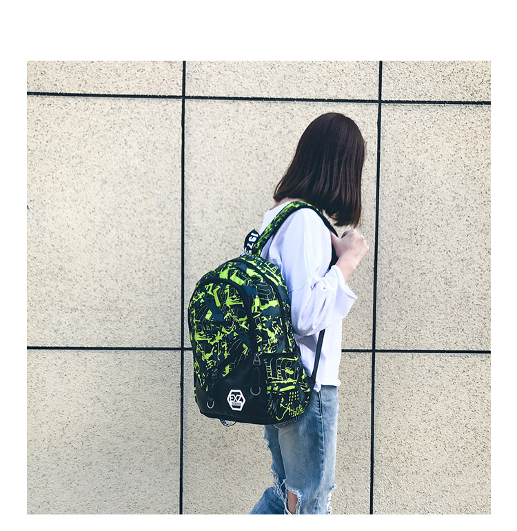Fashion Green Color-matching Decorated Backpack (3pcs),Backpack
