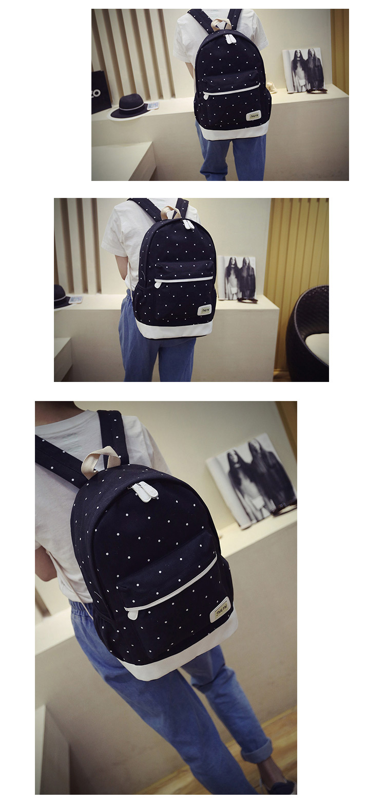 Fashion Black Dot Shape Decorated Backpack (.3pcs),Backpack