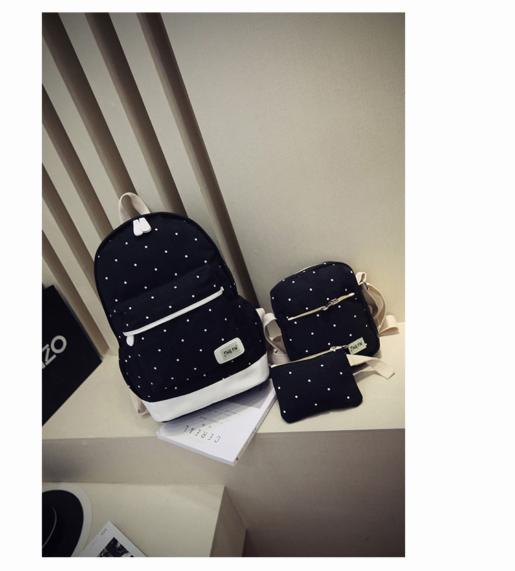 Fashion Light Blue Dot Shape Decorated Backpack (3pcs),Backpack