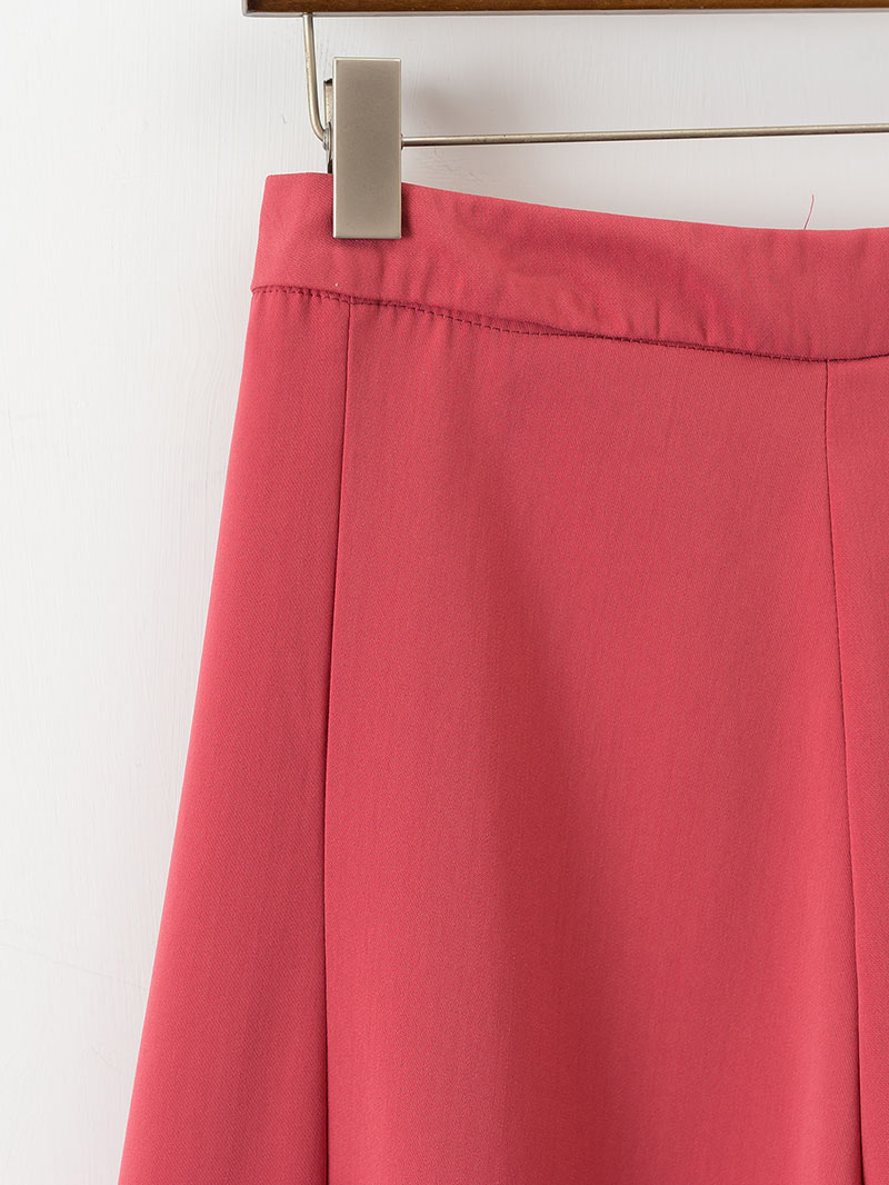 Elegant Watermelon Red Pure Color Decorated Wide-leg Trousers,Pants