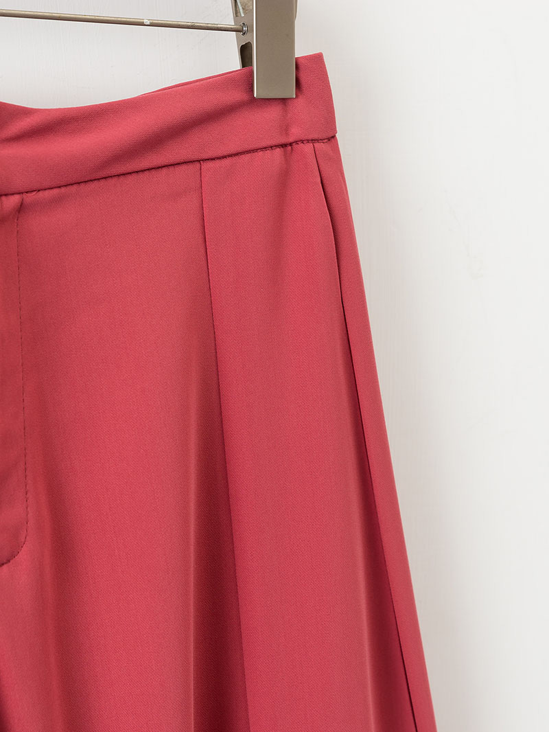 Elegant Watermelon Red Pure Color Decorated Wide-leg Trousers,Pants