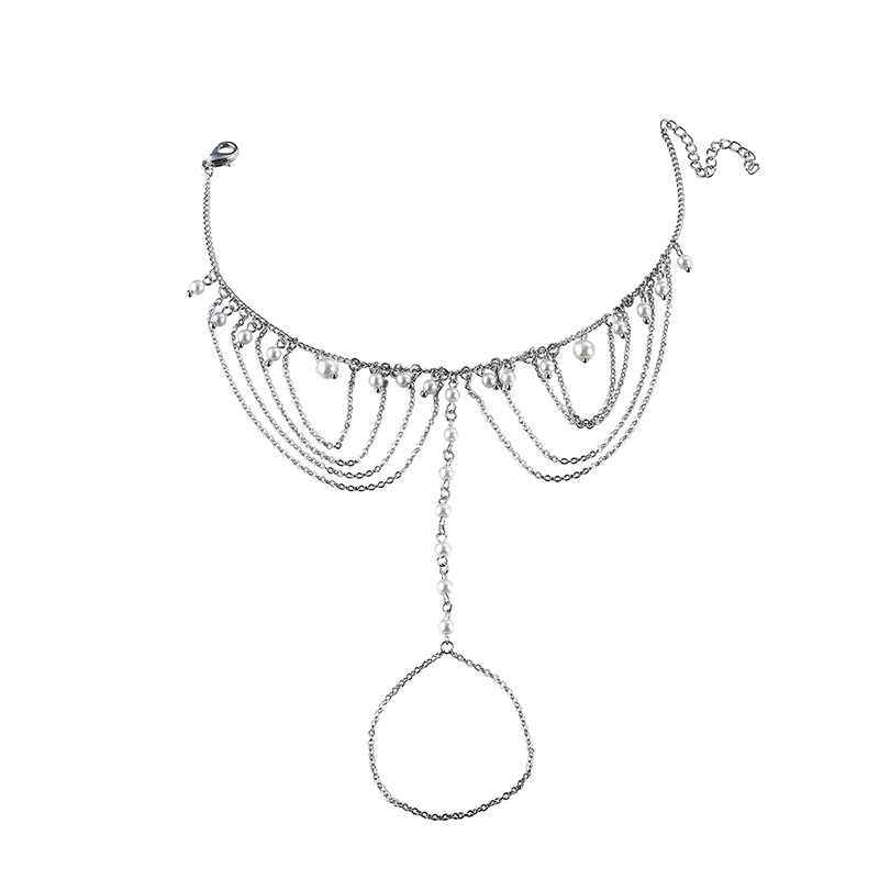 Fashion Silver Color Round Shape Decorated Multilayer Anklet,Fashion Anklets