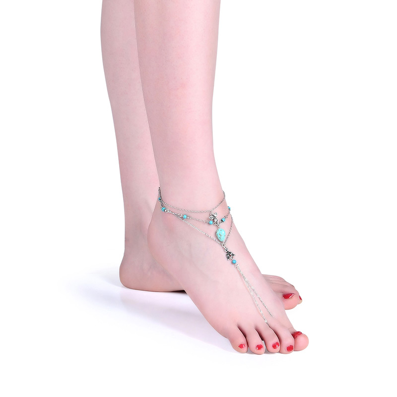 Vintage Silver Color Waterdrop Shape Decorated Anklet,Fashion Anklets