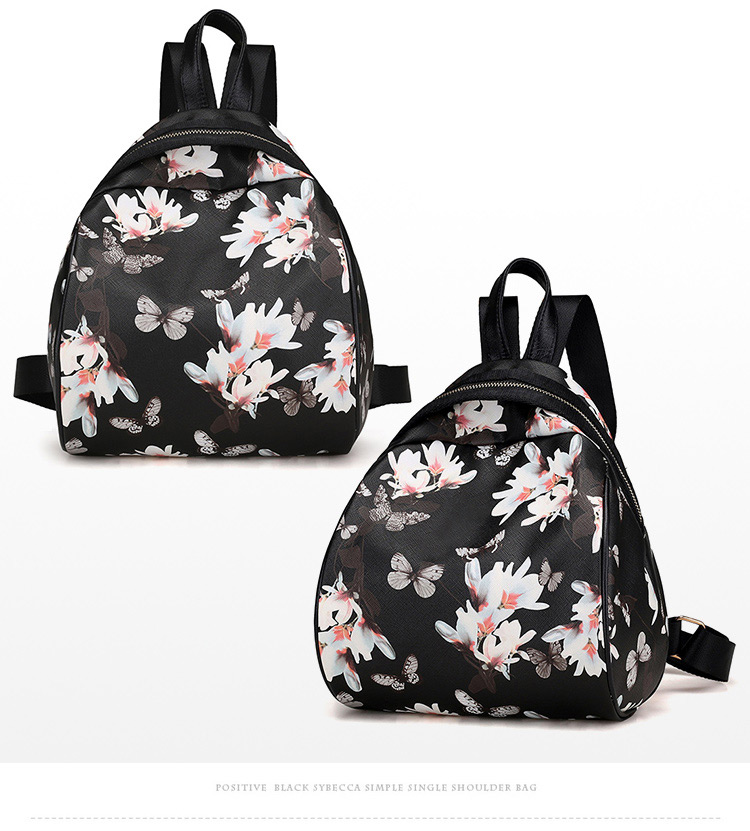 Lovely Navy Flower Pattern Decorated Backpack,Backpack