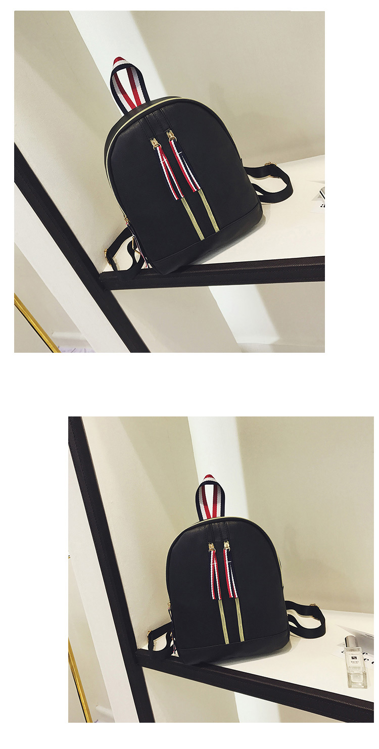 Fashion Black Double Zipper Decorated Backpack,Backpack