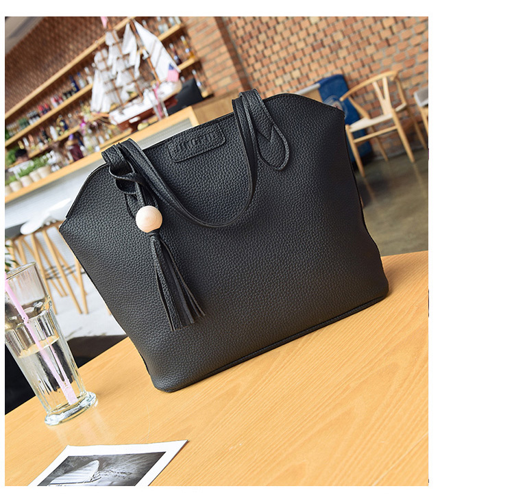 Elegant Black Round Shape Decorated Bags (3pcs),Messenger bags
