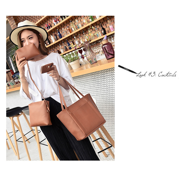 Fashion Brown Pure Color Decorated Bags (4pcs),Messenger bags