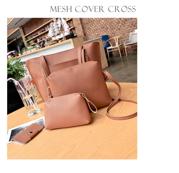 Fashion Brown Pure Color Decorated Bags (4pcs),Messenger bags