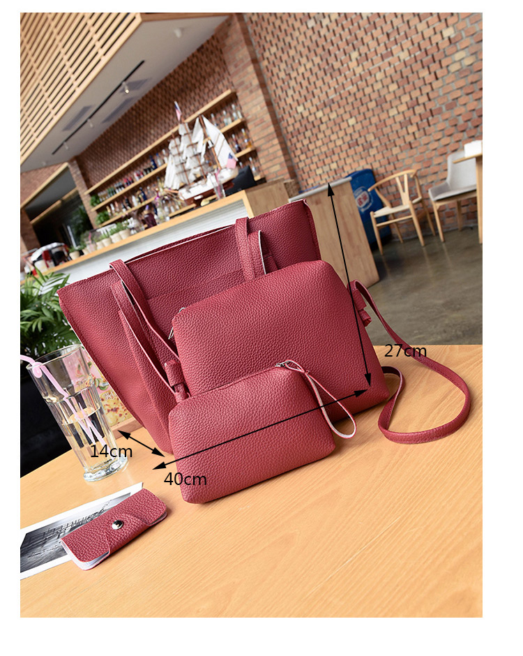 Fashion Pink Pure Color Decorated Bags (4pcs),Messenger bags