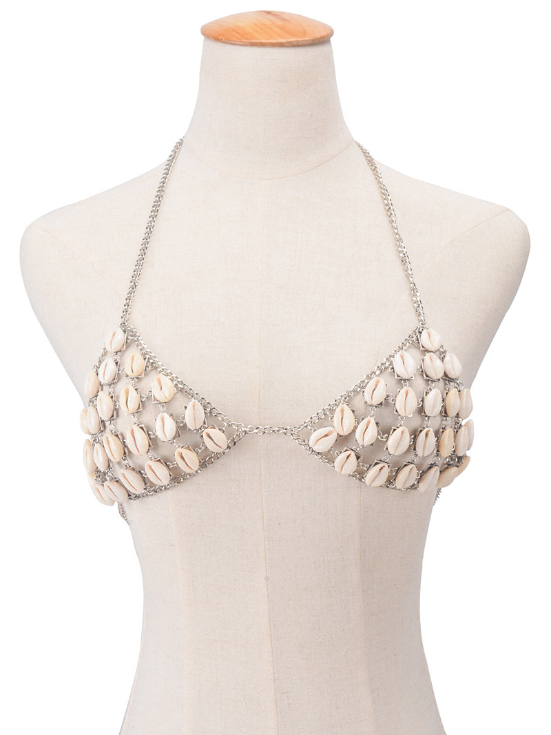 Sexy Silver Color Shell Shape Decorated Hollow Out Body Chain,Body Piercing Jewelry