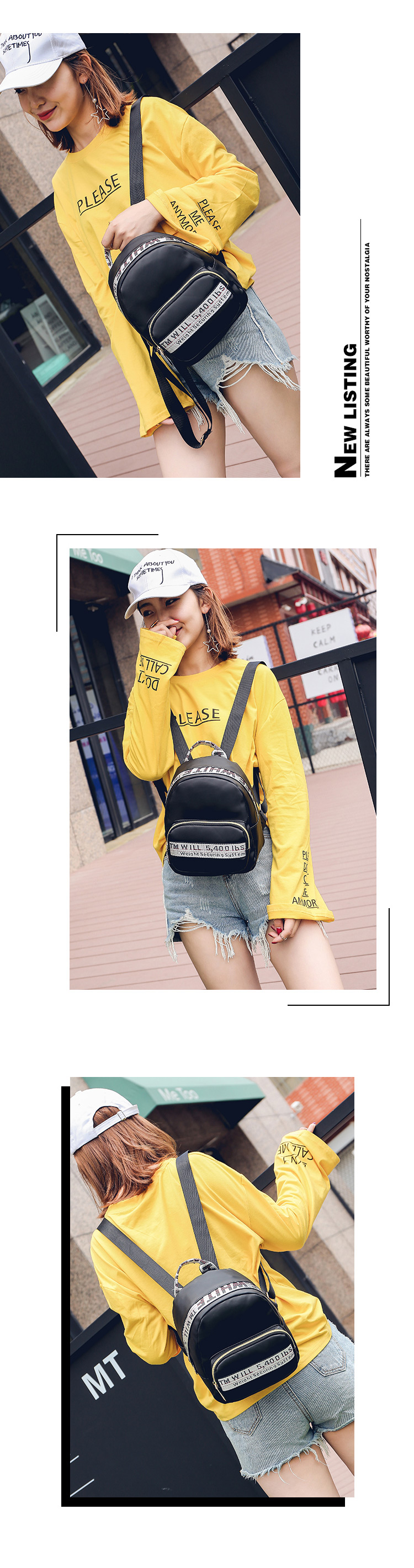 Fashion Yellow Letter Pattern Decorated Shoulder Bag,Backpack