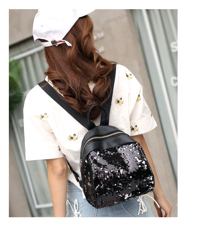 Fashion Black Sequins Decorated Shoulder Bag,Backpack