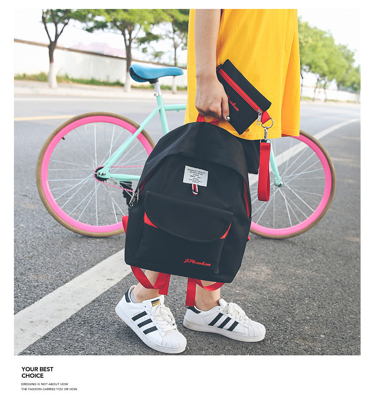 Fashion Black Letter Pattern Decorated Backpack (2 Pcs),Backpack