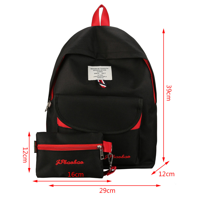 Fashion Black Letter Pattern Decorated Backpack (2 Pcs),Backpack