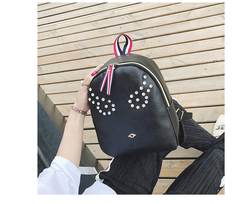 Fashion Black Rivet Decorated Simple Backpack,Backpack