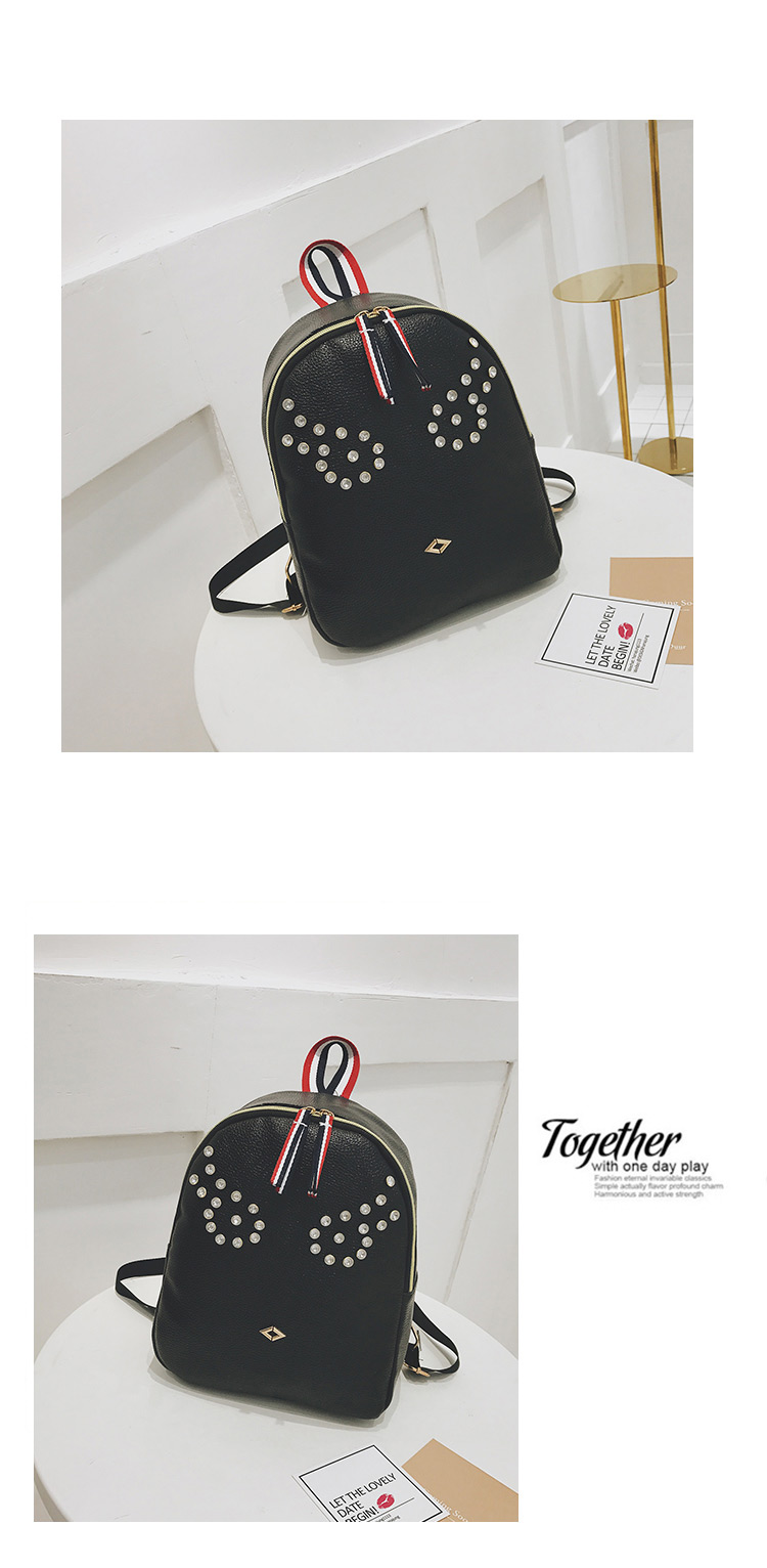 Fashion Black Rivet Decorated Simple Backpack,Backpack