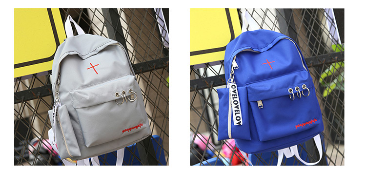 Fashion Blue Circular Rings Decorated Waterproof Backpack,Backpack