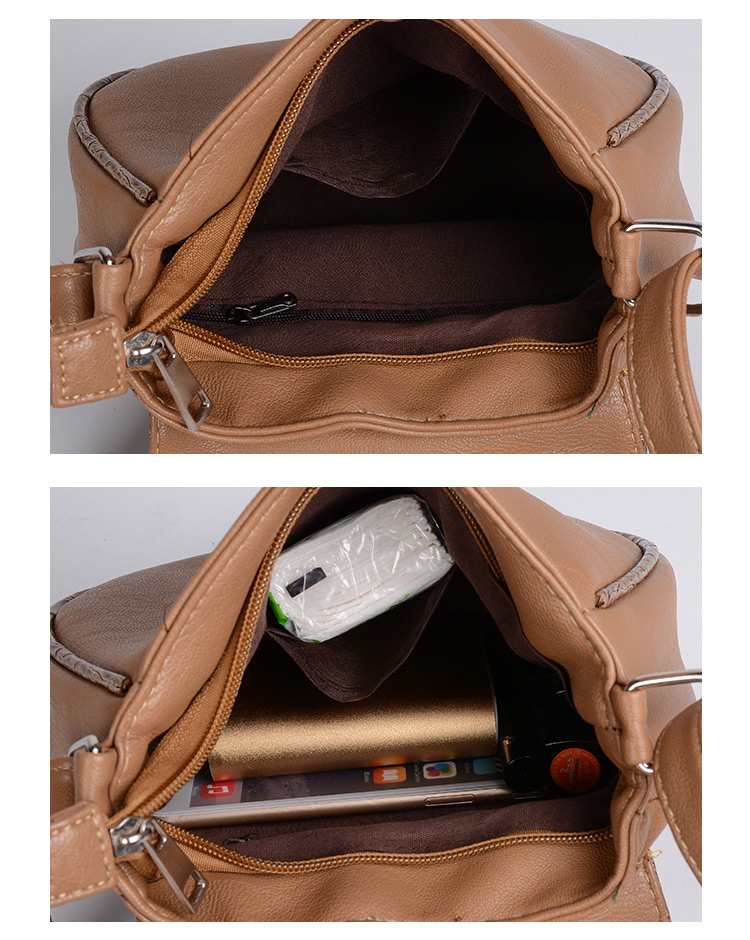 Vintage Light Brown Metal Rivet Decorated Shoulder Bag,Messenger bags