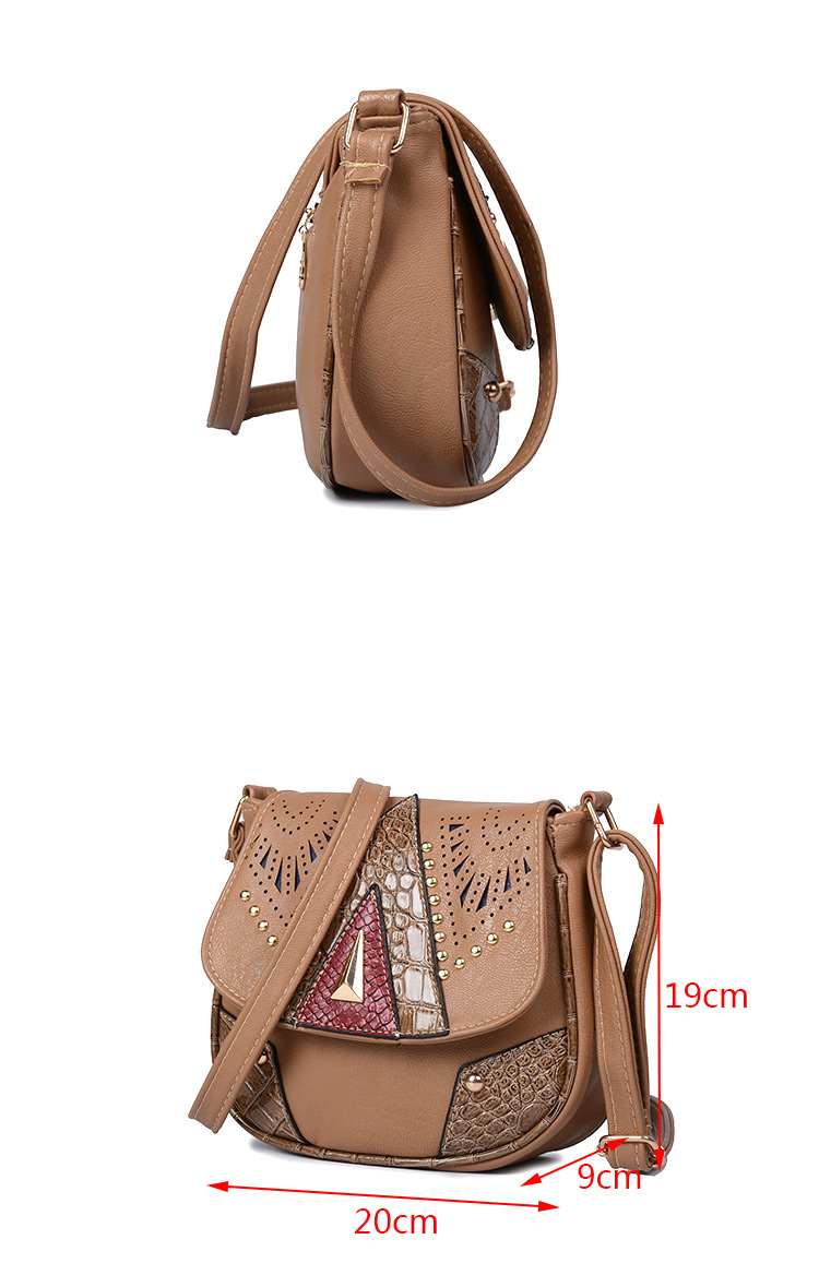 Vintage Dark Brown Metal Rivet Decorated Shoulder Bag,Messenger bags