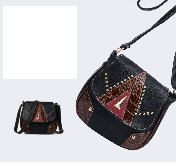Vintage Dark Brown Metal Rivet Decorated Shoulder Bag,Messenger bags