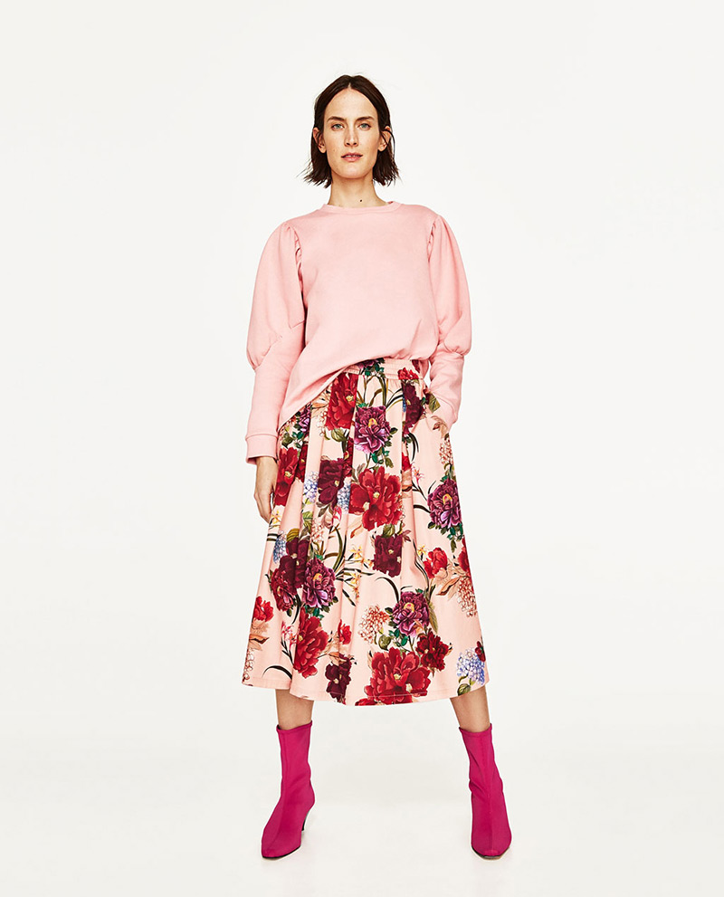 Trendy Multi-color Flower Pattern Decorated Simple Skirt,Skirts