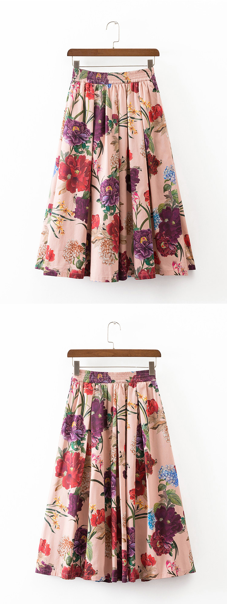 Trendy Multi-color Flower Pattern Decorated Simple Skirt,Skirts