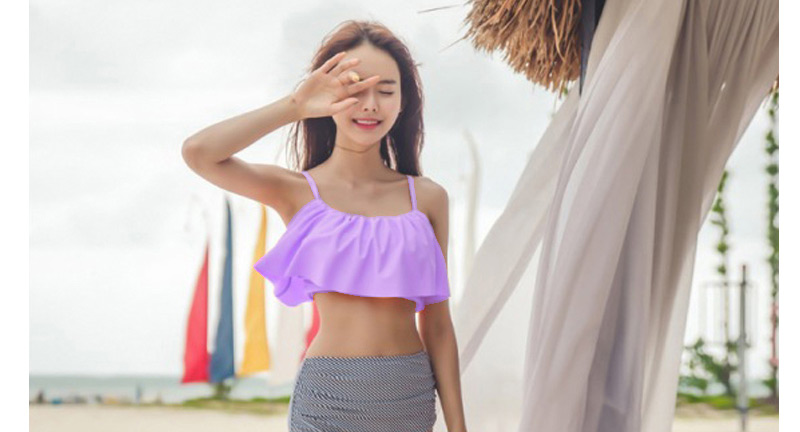 Fashion Purple Color-matching Decorated Swimwear,Bikini Sets