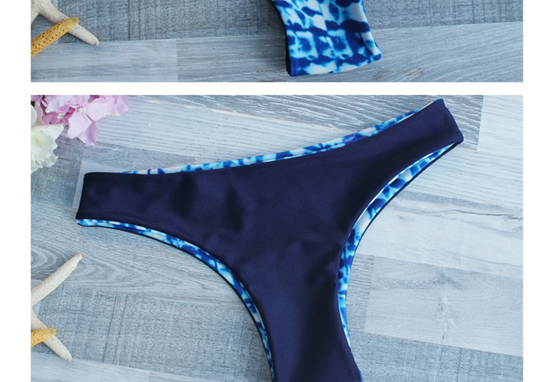 Sexy Navy V-neckline Decorated Swimwear,Bikini Sets