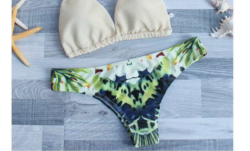 Lovely Green Color-matching Decorated Swimwear,Bikini Sets